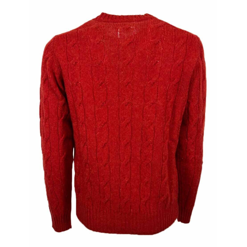 RAW LAB men's cable knit crew neck sweater PT00004SHT LIVERPOOL 100% shetland KNOLL YARNS MADE IN ITALY