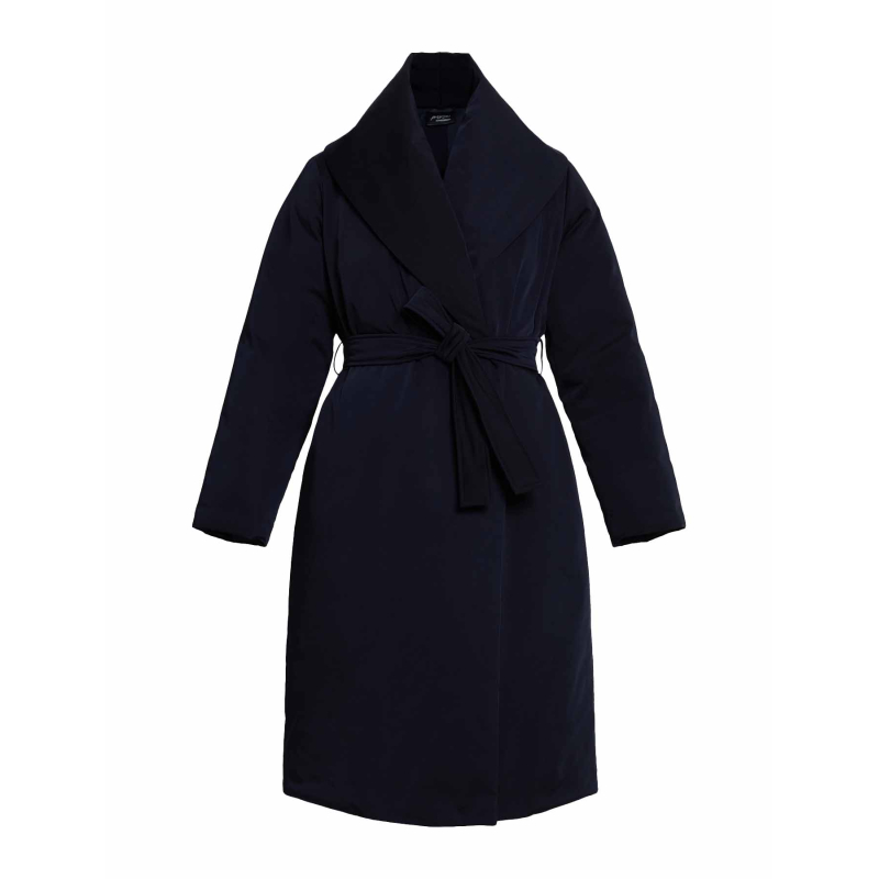 PERSONA by MARINA RINALDI PARADISO blue technical gabardine padded coat