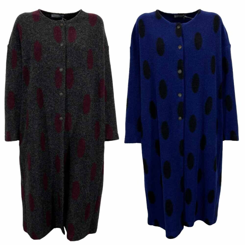 NEIRAMI oversized unlined coat with elongated polka dot pattern T864MD DUST COAT MADE IN ITALY