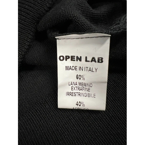 OPEN LAB maglia donna nera righe larghe in contrasto WANDA R MADE IN ITALY