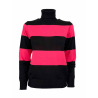 OPEN LAB black women's sweater with wide contrasting stripes WANDA R MADE IN ITALY