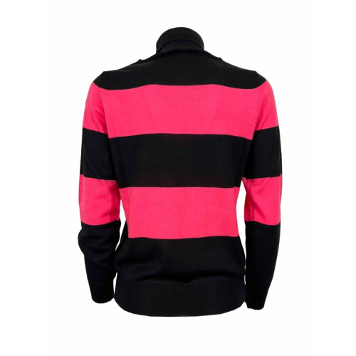 OPEN LAB black women's sweater with wide contrasting stripes WANDA R MADE IN ITALY