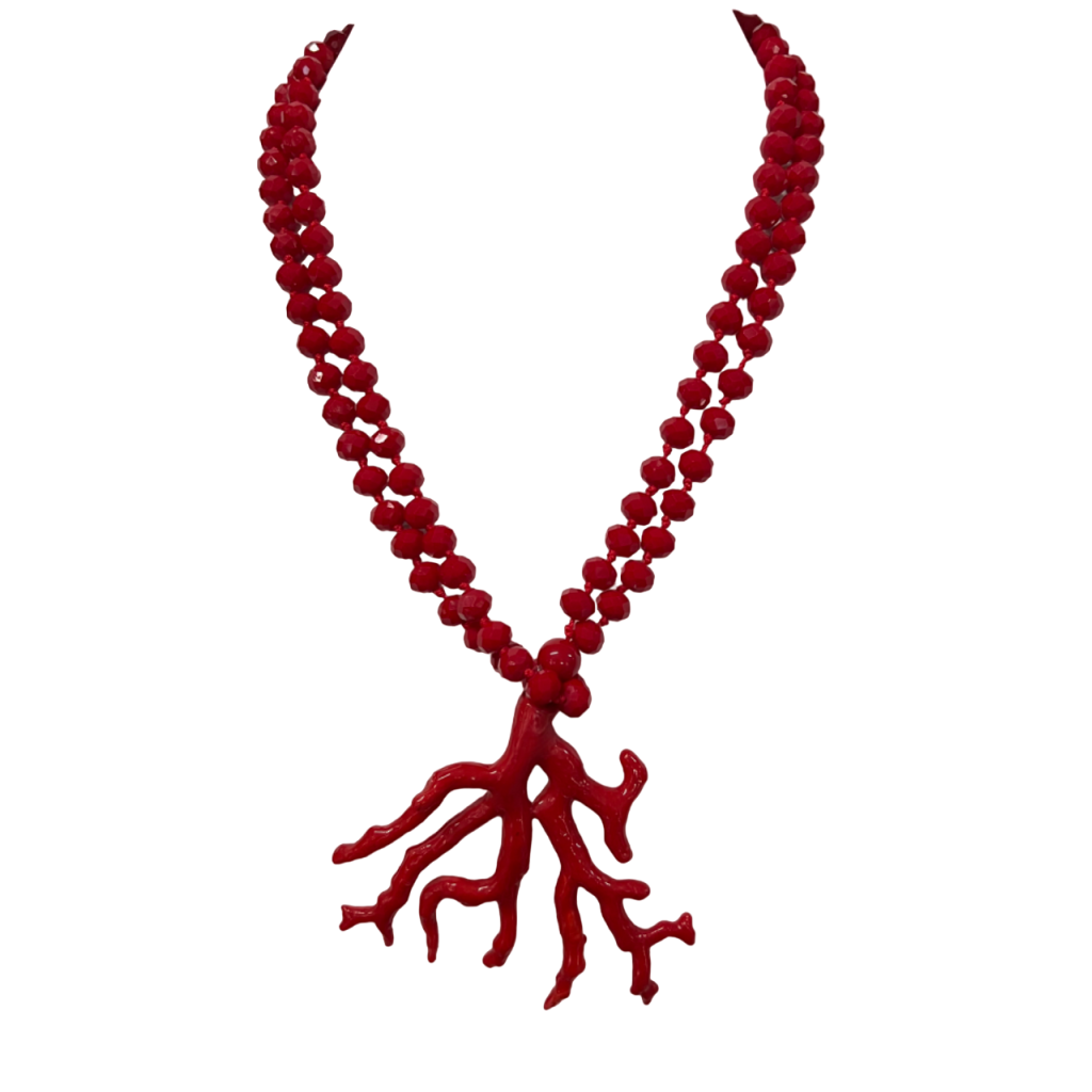 IL GUSCIO CAMMEO collana cristalli grandi rossa MADE IN ITALY