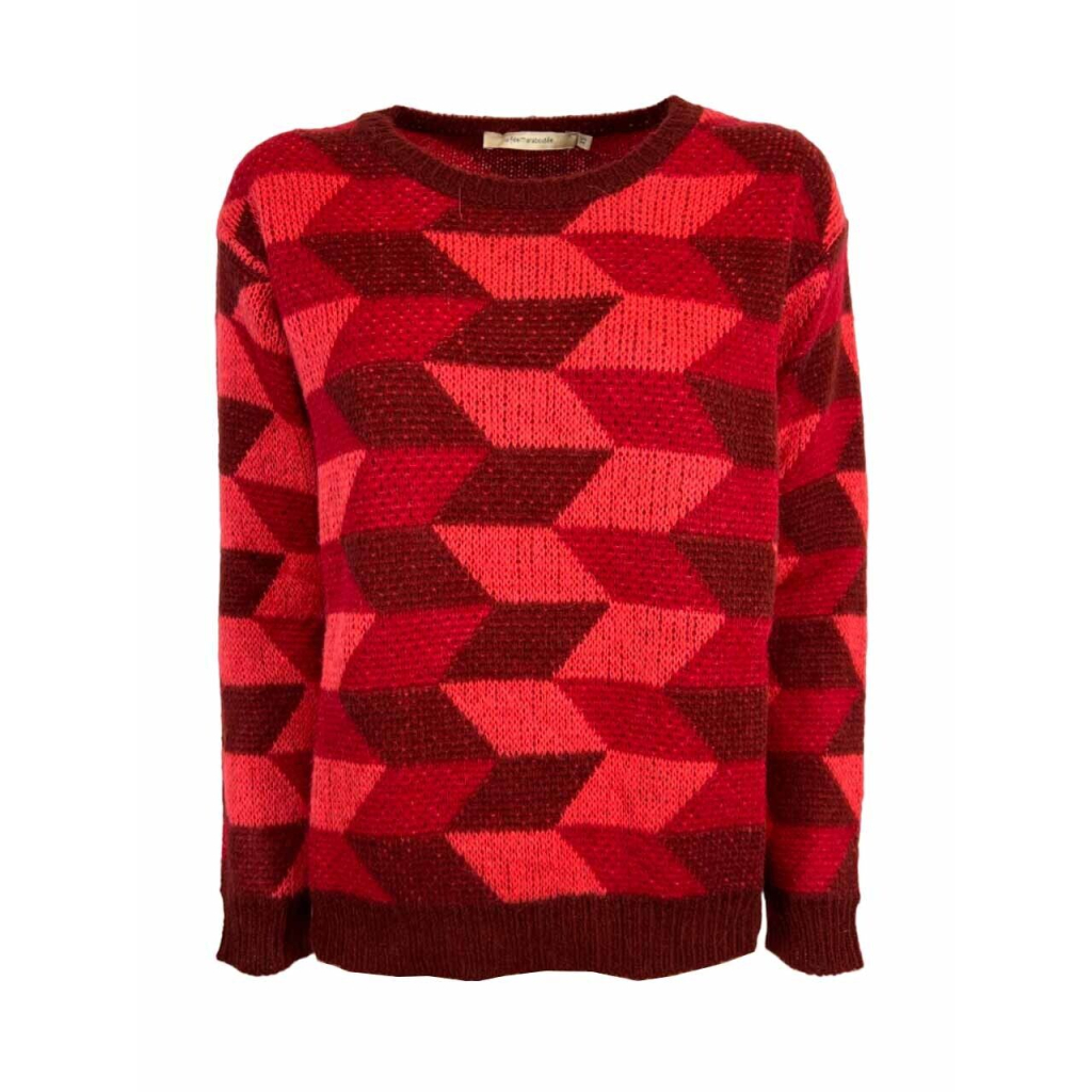 LA FEE MARABOUTEE crew neck sweater red/coral/burgundy COSINA MADE IN ITALY