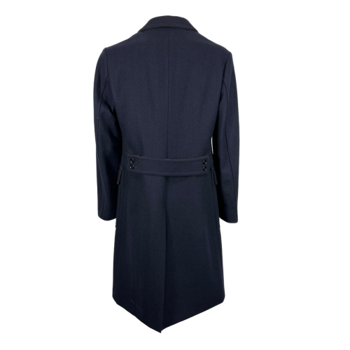 L’IMPERMEABILE blue double-breasted men's coat ALAIN NEW LODEN regenerated wool MADE IN ITALY