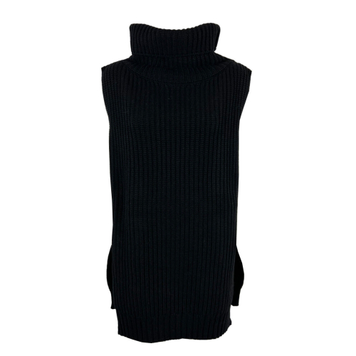 LIVIANA CONTI black women's maxi vest L3WC03 cashmere MADE IN ITALY