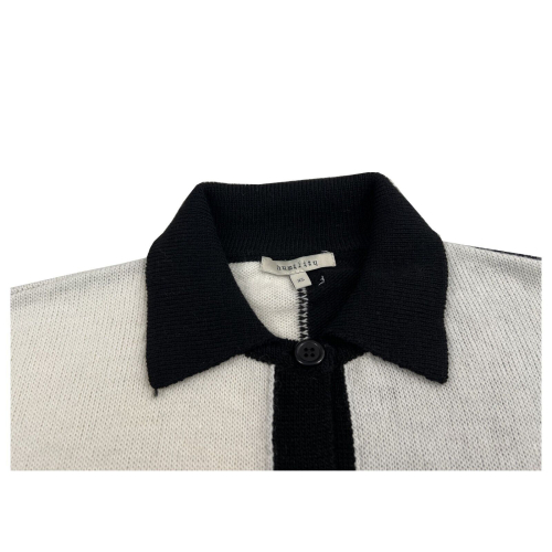 HUMILITY 1949 maglia polo bianco/nero HE-GI-SANAE 50% lana 50% acrilico MADE IN ITALY