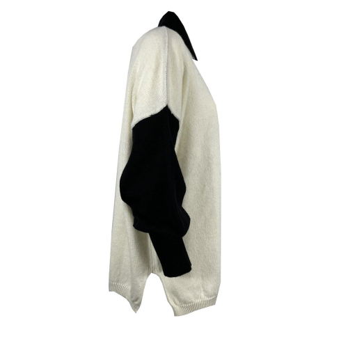 HUMILITY 1949 maglia polo bianco/nero HE-GI-SANAE 50% lana 50% acrilico MADE IN ITALY