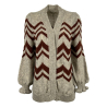 HUMILITY 1949 beige women's cardigan with brick inserts HN-GI-NANCIE wool blend MADE IN ITALY