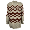 HUMILITY 1949 beige women's cardigan with brick inserts HN-GI-NANCIE wool blend MADE IN ITALY