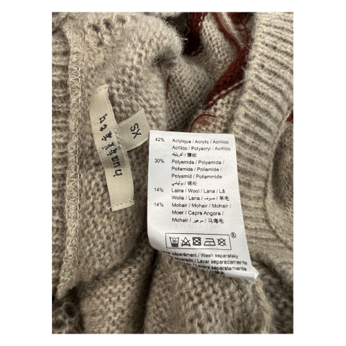 HUMILITY 1949 beige women's cardigan with brick inserts HN-GI-NANCIE wool blend MADE IN ITALY