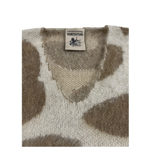 SEMICOUTURE women's cream/beige patterned mohair sweater S3WF30 MADE IN ITALY