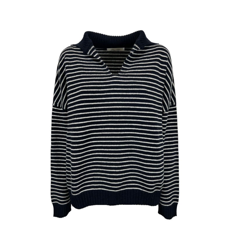 LIVIANA CONTI Striped sweater in recycled cashmere Blue/milk F3WC56 MADE IN ITALY