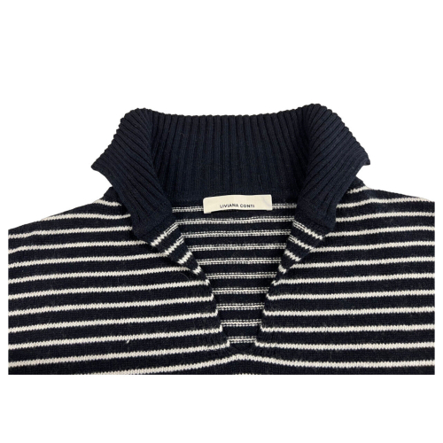 LIVIANA CONTI Striped sweater in recycled cashmere Blue/milk F3WC56 MADE IN ITALY