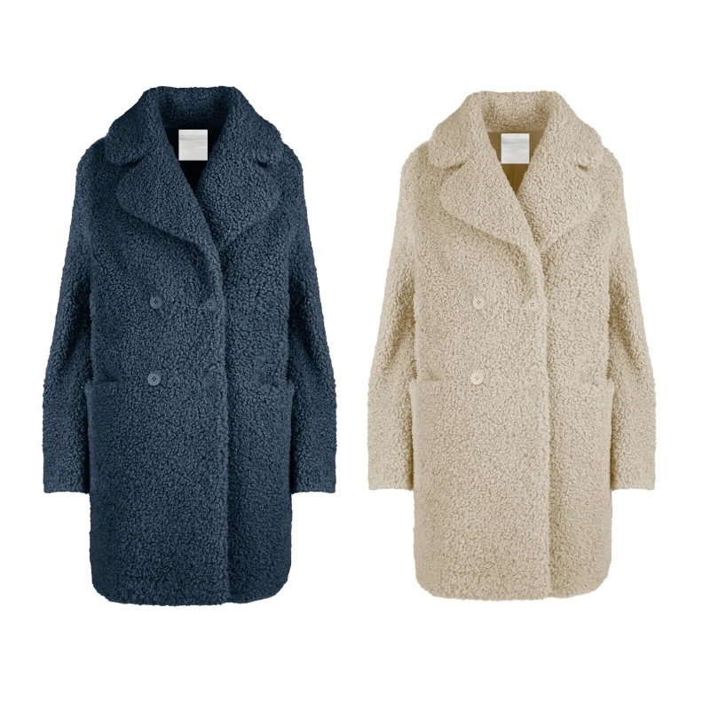 CENSURED double-breasted women's coat in soft Sherpa CW5024TFCU3_007