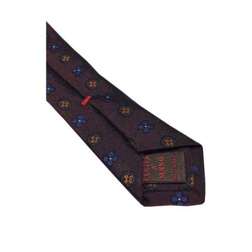 FIORIO MILANO men's lined tie with flower pattern, hand-stitched MADE IN ITALY