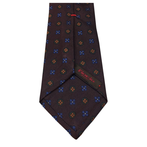 FIORIO MILANO men's lined tie with flower pattern, hand-stitched MADE IN ITALY