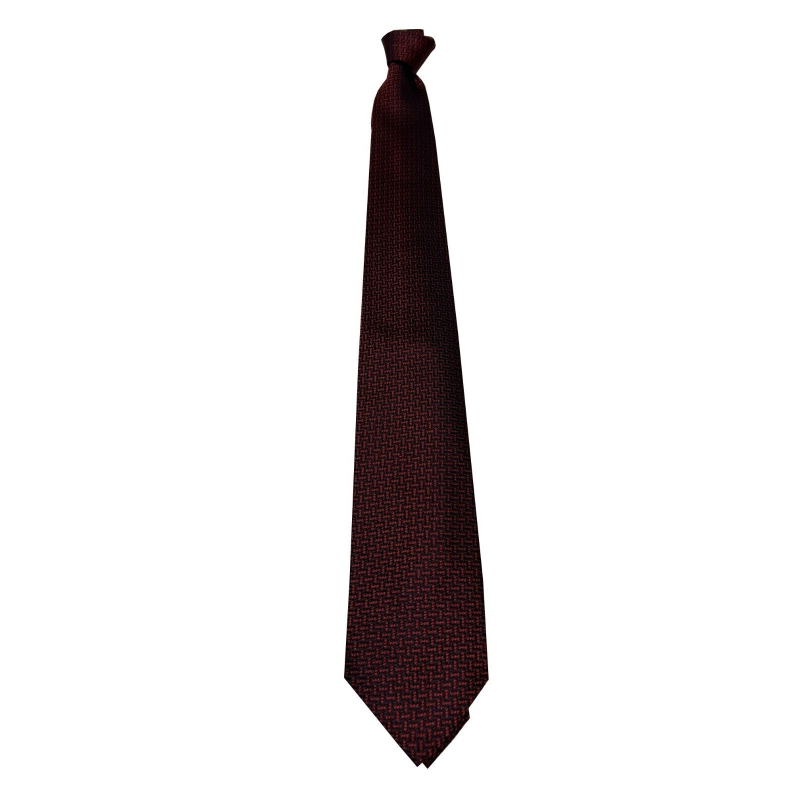 FIORIO MILANO men's lined tie with burgundy/red micro-design, hand-sewn 100% silk MADE IN ITALY