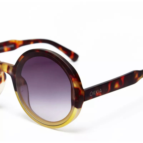OKKIA Round Monica sunglasses yellow soft touch gradient lenses