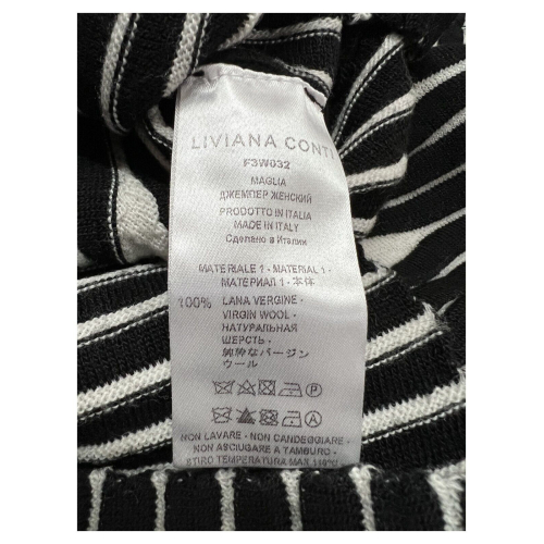 LIVIANA CONTI Extrafine merino wool sweater BLACK/MILK F3W032 MADE IN ITALY