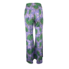 IL THE DELLE 5 women's lilac/green patterned trousers DENNIS 43ST PEACOCK MADE IN ITALY