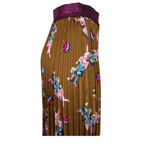 IL THE DELLE 5 women's pleated skirt with leather rabbit pattern LILY 56ST RABBIT MADE IN ITALY