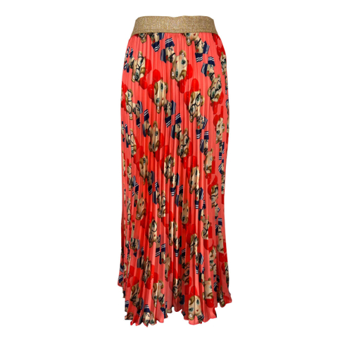 IL THE DELLE 5 women's pleated skirt with coral pattern LILY 56ST PIN UP 100% polyester MADE IN ITALY