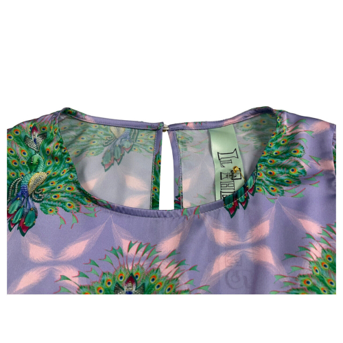 IL THE DELLE 5 women's lilac/green patterned blouse BURN 43ST PEACOCK MADE IN ITALY