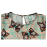 IL THE DELLE 5 blusa donna fantasia farfalle verde/salmone BURN 43ST BUTTERFLY MADE IN ITALY