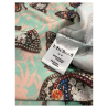 IL THE DELLE 5 women's blouse with green/salmon butterfly pattern BURN 43ST BUTTERFLY MADE IN ITALY
