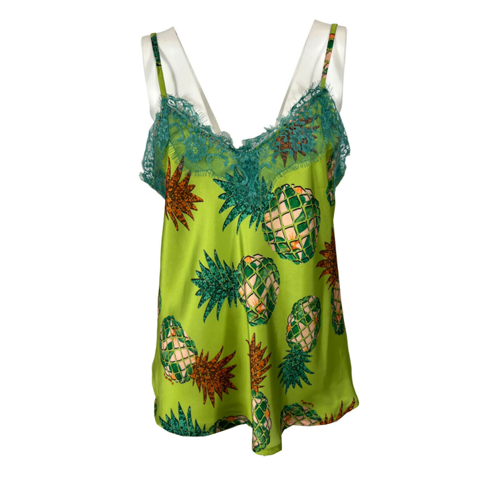 IL THE DELLE 5 women's tops with green pineapple pattern LEOPARD 56ST PINEAPPLE MADE IN ITALY