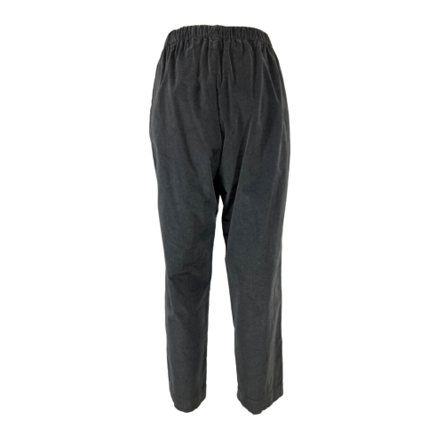 NEIRAMI gray women's smooth velvet trousers P840VE MINIMAL 97% cotton 3% elastane MADE IN ITALY