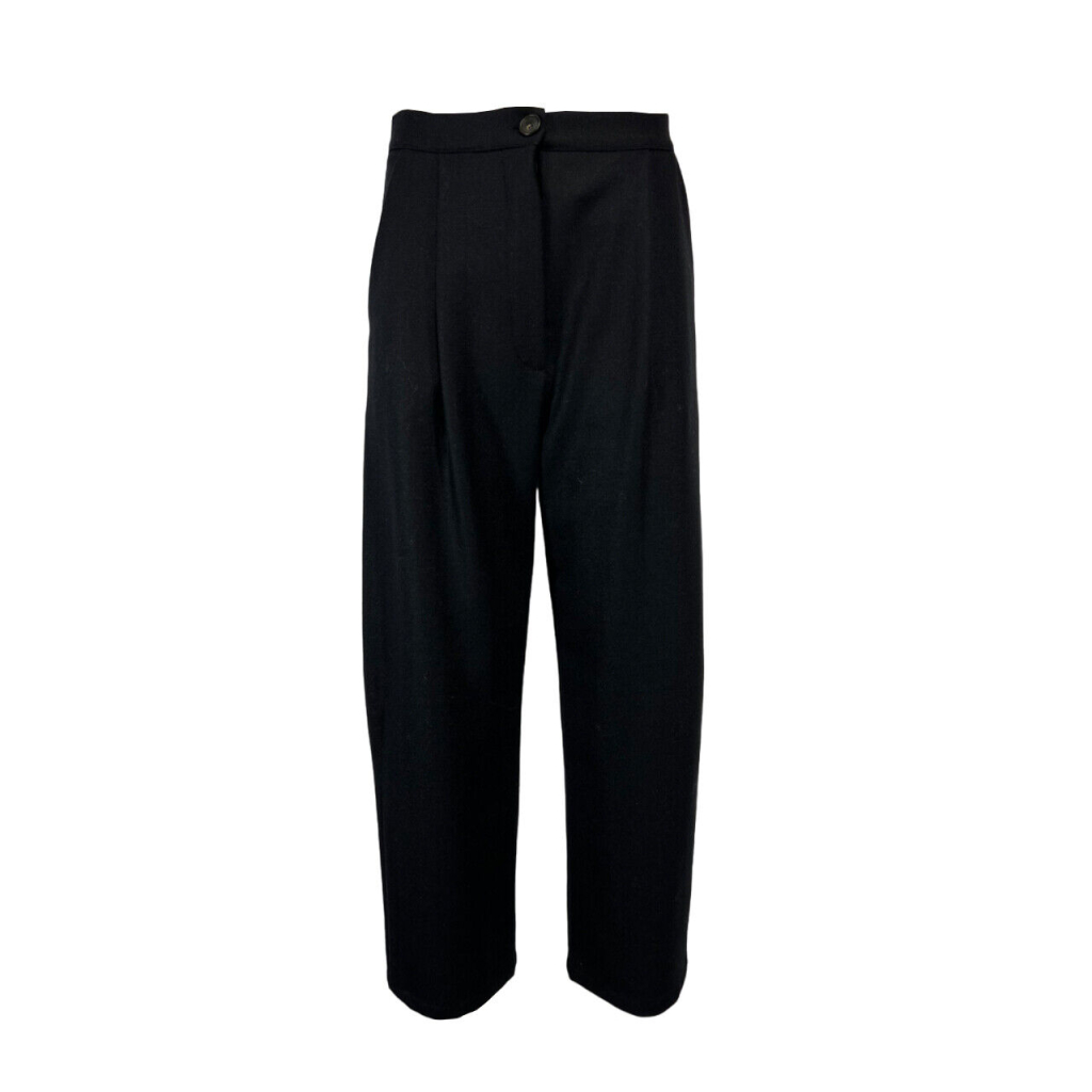 NEIRAMI pantalone donna nero in lana spinata P863TE PINCES