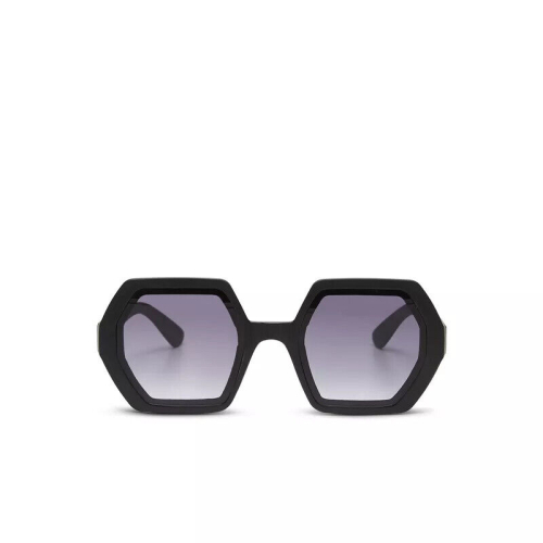 OKKIA pre-assembled black hexagonal EMMA sunglasses with soft touch frame