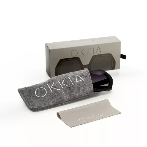 OKKIA pre-assembled black hexagonal EMMA sunglasses with soft touch frame