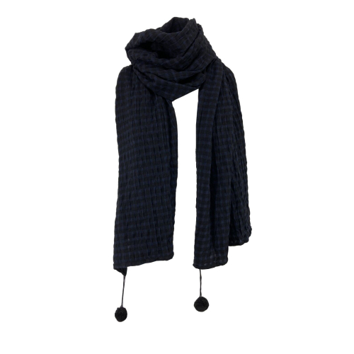 CUCU' LAB black/blue vichy women's scarf art 888 SCARF MADE IN ITALY