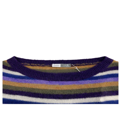 CUCU' LAB women's purple/white/green striped sweater art AMBER MADE IN ITALY