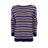 CUCU' LAB women's purple/white/green striped sweater art AMBER MADE IN ITALY
