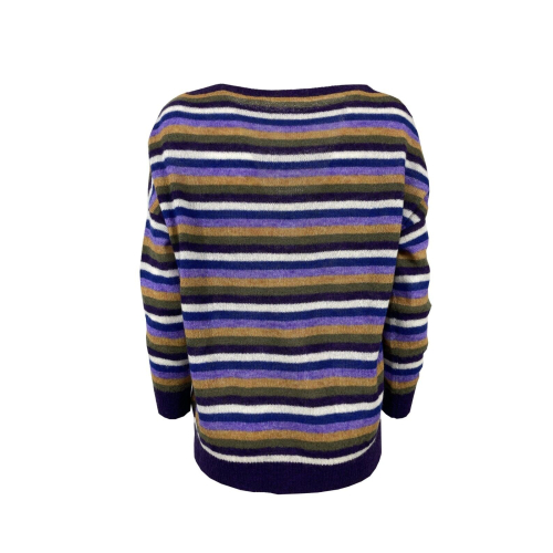 CUCU' LAB women's purple/white/green striped sweater art AMBER MADE IN ITALY