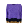 CUCU' LAB women's purple sweater with blue/mustard inserts art SHOSHANNA MADE IN ITALY