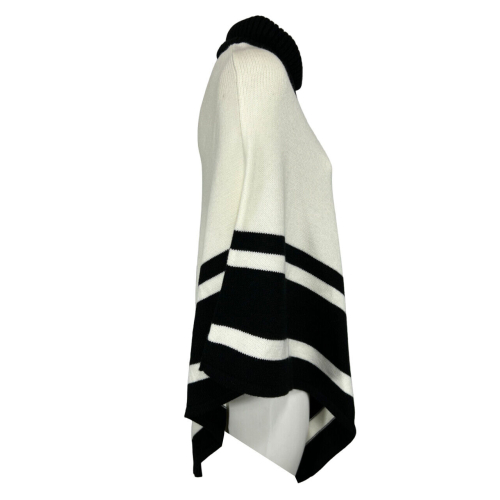 CORTE DEI GONZAGA poncho donna lana bianco/nero DE0740 F08041 MADE IN ITALY