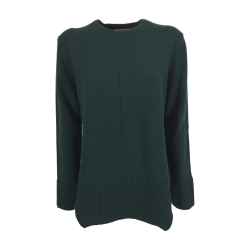 TWINY maglia donna girocollo verde scuro art TW1045 100% lana micron 19.5 MADE IN ITALY