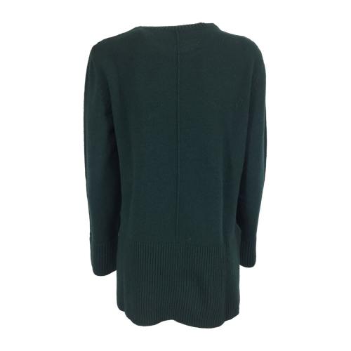 TWINY dark green crew neck women's sweater art TW1045 100% micron wool 19.5 MADE IN ITALY