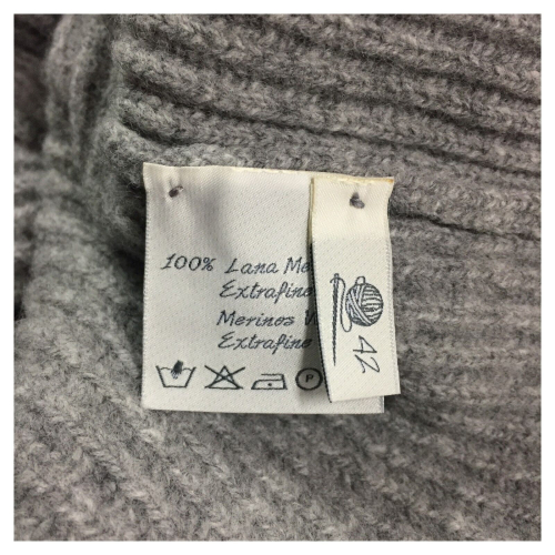 TWINY women's gray English rib cardigan art TW1042 100% wool 19.5 micron MADE IN ITALY