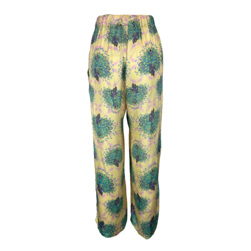 IL THE DELLE 5 ivory/green women's trousers ALAN 48ST PEACOCK MADE IN ITALY