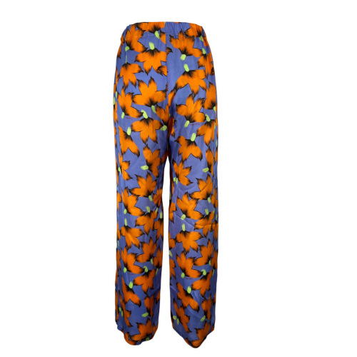 IL THE DELLE 5 periwinkle/orange trousers ALAN 48ST FLOWERS MADE IN ITALY