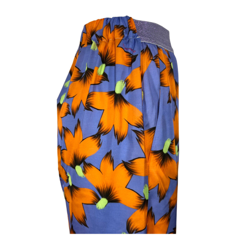 IL THE DELLE 5 women's periwinkle/orange trousers ALAN 48ST FLOWERS MADE IN ITALY