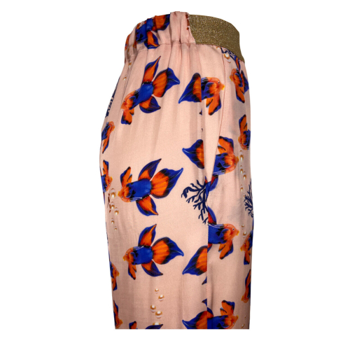 IL THE DELLE 5 women's salmon/bluette/orange trousers ALAN 48ST FISH MADE IN ITALY
