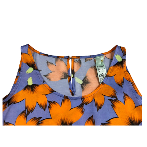 IL THE DELLE 5 top donna spalla con cintura rimovibile pervinca/arancio SALUKI 48ST FLOWERS MADE IN ITALY