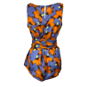 IL THE DELLE 5 top donna spalla con cintura rimovibile pervinca/arancio SALUKI 48ST FLOWERS MADE IN ITALY